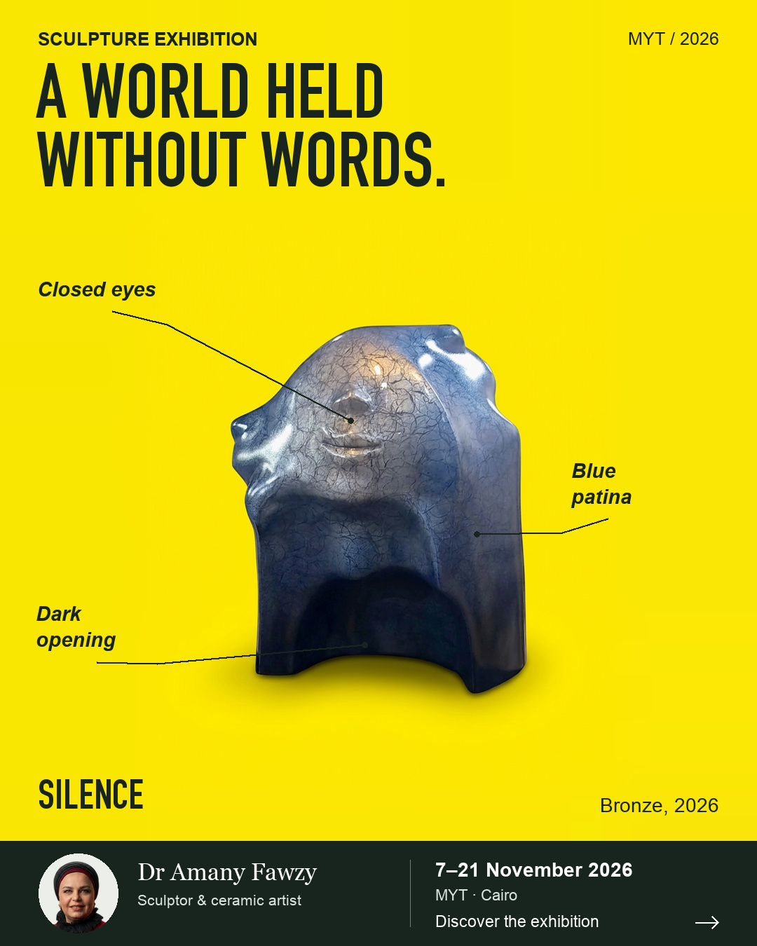 Silence exhibition poster. A WORLD HELD WITHOUT WORDS.